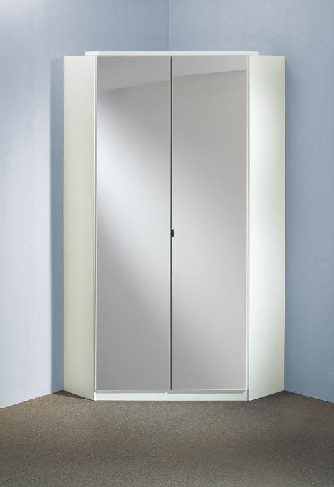 Eckkleiderschrank mit Spiegel Weiß 95x95 cm CLACK