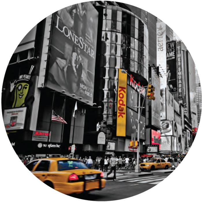 Glasbild mit Aufhängung 60x60 cm NEW YORK 4 Bunt
