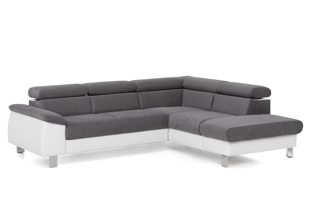 L Sofa mit Schlaffunktion und Bettkasten Grau/Weiß 207 x 249 cm MICKY