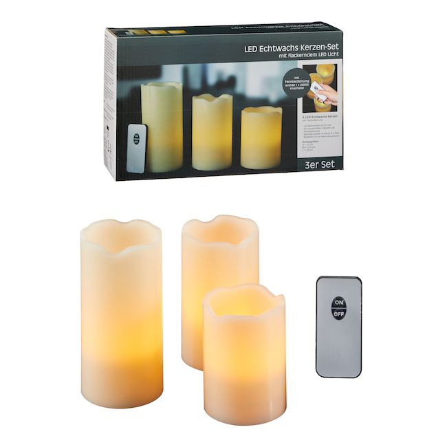 LED-Kerzen-Set BASIC 4 tlg Echtwachs Elfenbein