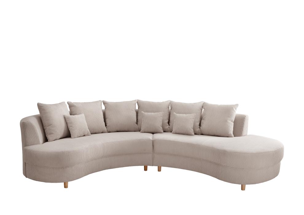rundes Sofa Cord Beige 159 x 300 cm LIMONA