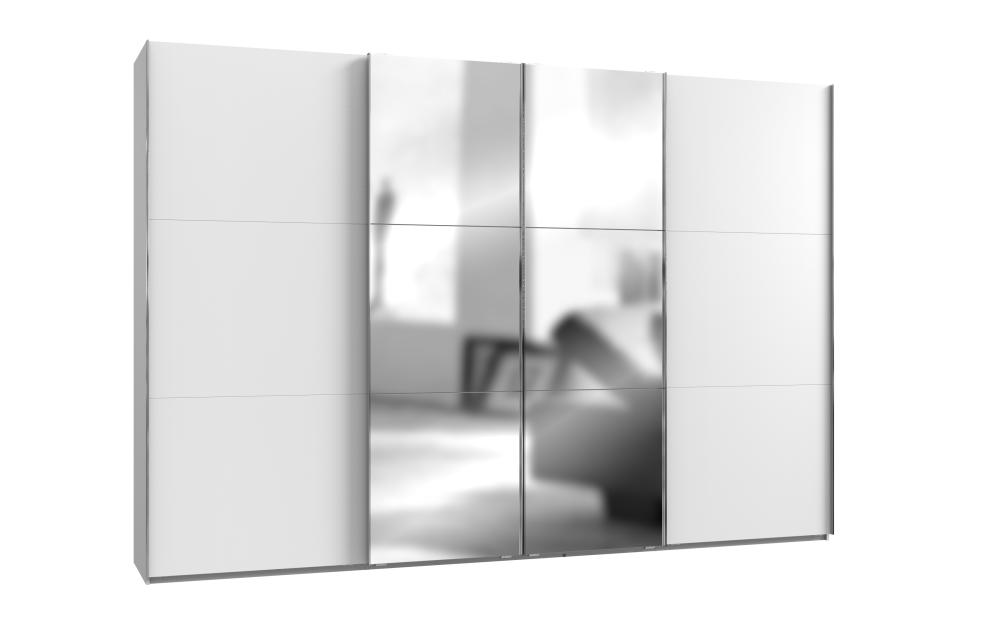Schwebetürenschrank 4trg mit 2 Spiegel inkl. Syncro-Technik LEVEL36 A von WIMEX Weiß