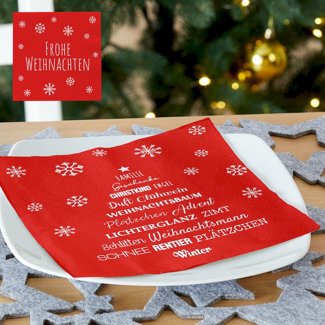 Servietten 3-lagig 2er Set WEIHNACHTEN 3 Motive Weiss / Rot