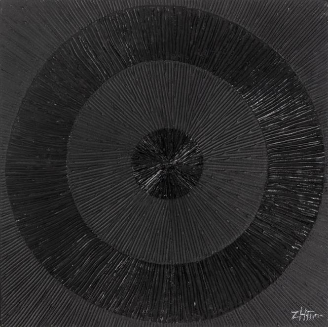 Wandbild BLACK CIRCLE Leinwand Schwarz /Dunkelgrau