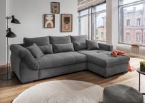 Wohnlandschaft inkl. Liegefunktion und Bettkasten Cord Grau